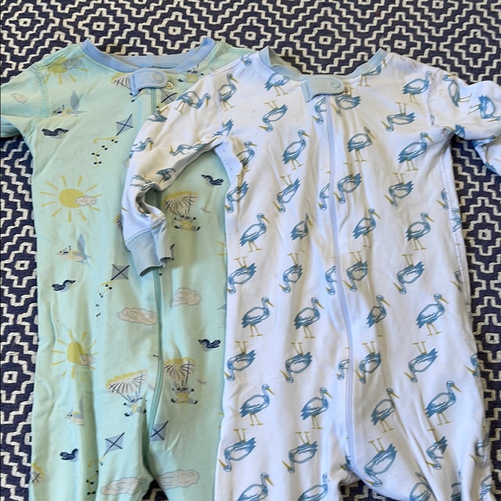 Baby Sleepers with Bird and Beach Print